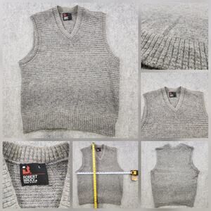 VTG Robert Bruce Sweater Vest Mens Large Heather‎ Gray V Neck Knit Made in USA